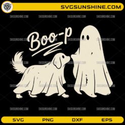 Cute Ghost Dog and Ghost Halloween SVG featuring an adorable ghost dog and friendly ghost with Boo-P Halloween design
