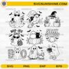 Cute Ghost Halloween SVG Bundle featuring Boo-Jee ghosts, Stay Spooky quotes, pumpkins, black cats, witches hats, and coffee-themed Halloween designs