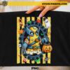 Cute Wolverine Ghost Halloween PNG Design with pumpkin candy bucket, claws, bats, spiders, and Halloween decorations
