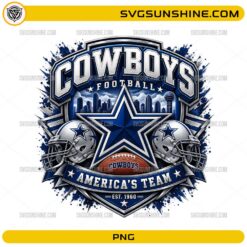 Dallas Cowboys America's Team PNG with football helmets star logo and football design