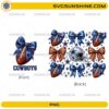 Dallas Cowboys Football Bow PNG with blue bows, footballs, helmet, and star-themed football design