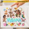 Disney Moana PNG featuring Moana Maui Pua Hei Hei Kakamora tropical island design