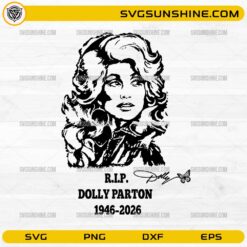 Dolly Parton Tribute SVG PNG DXF EPS featuring a detailed portrait illustration and memorial-style country music design