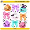 Halloween Dumpling PNG with cute kawaii dumplings, witch hats, pumpkins, bats, glitter bows, and Halloween accessories