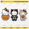 Hello Kitty Halloween SVG Bundle featuring cute pumpkin skeleton and mummy Halloween costume designs