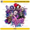 Horror Killer PNG featuring colorful horror movie inspired character collage for Halloween sublimation projects