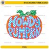 Howdy Pumpkin PNG retro orange pumpkin design with colorful patterned typography for fall and Halloween