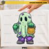 Hulk Halloween Ghost PNG cute green ghost character holding pumpkin trick or treat bucket