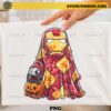 Iron Man Halloween Ghost PNG cute ghost character holding pumpkin trick or treat bucket