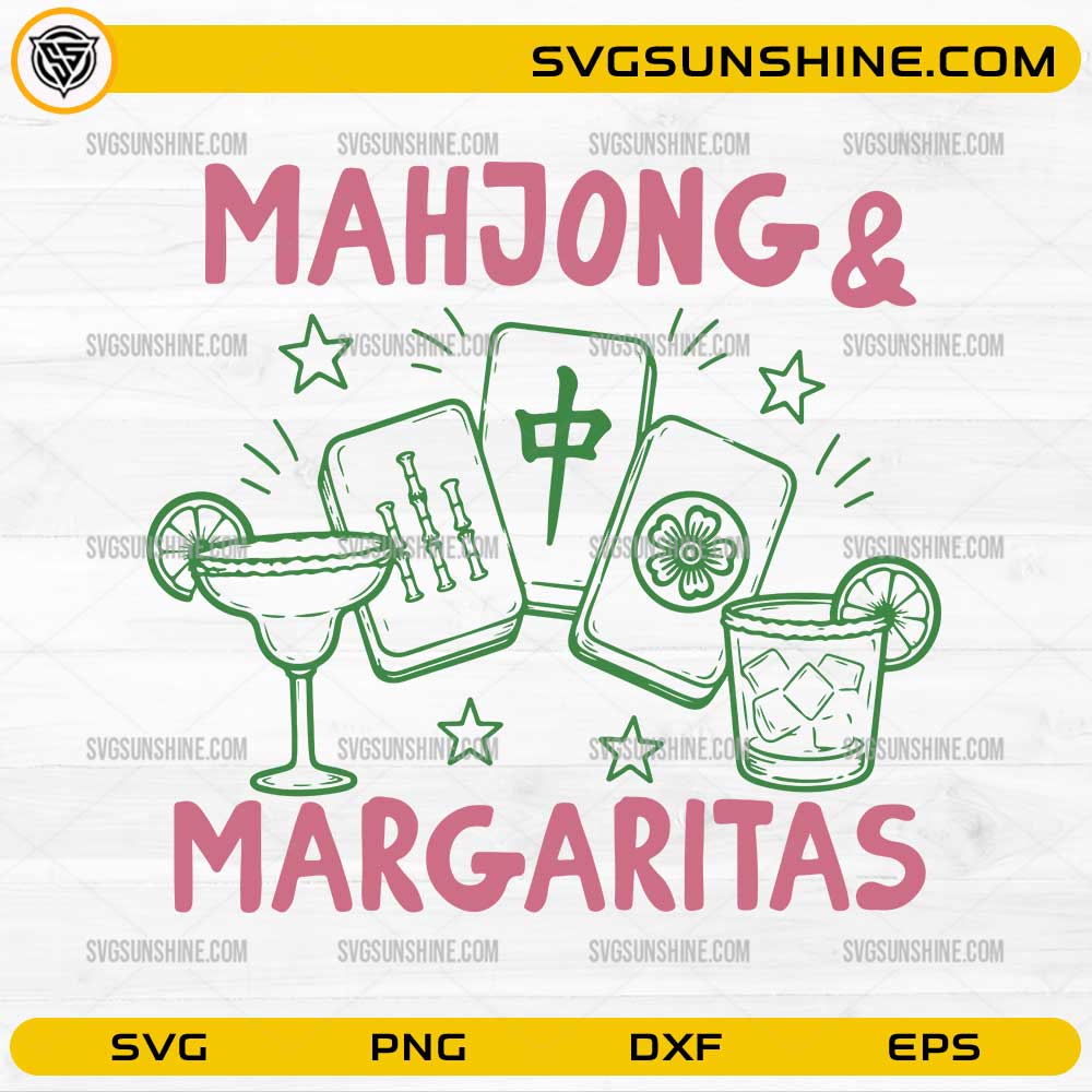 Mahjong and Margaritas SVG design featuring Mahjong tiles and margarita drinks for Cricut and Silhouette projects