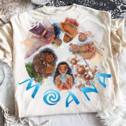 Moana Family Watercolor PNG displayed on a white T-shirt mockup for sublimation printing