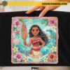Moana Tropical Beach PNG featuring tropical flowers, ocean waves, fish, seashells, and Disney-inspired island artwork