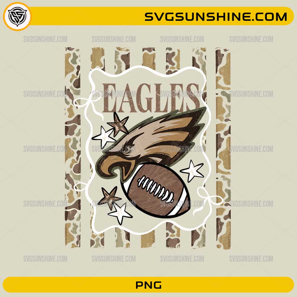 Philadelphia Eagles Football PNG vintage football team design with camouflage background and football graphic