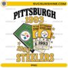 Pittsburgh 1993 Steelers PNG featuring vintage football-inspired artwork with retro game tickets and football field graphics for sublimation and t-shirt printing.