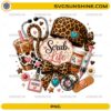 Scrub Life Nurse PNG featuring leopard-print scrub cap, stethoscope, coffee, prescription bottle, syringe, and nursing accessories.