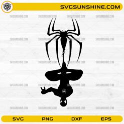 Spider-Man 2026 Hanging Logo SVG with hanging superhero silhouette and spider emblem for Cricut and Silhouette
