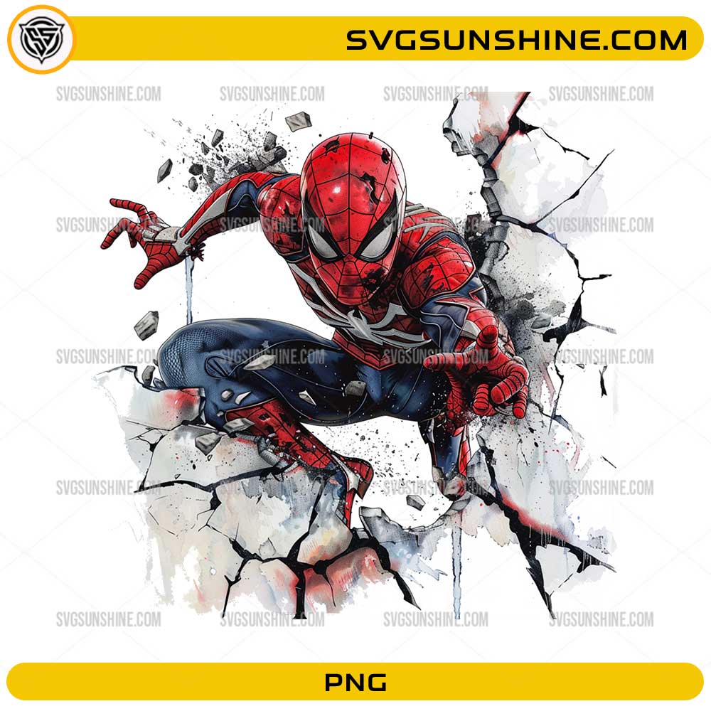spiderman png design watercolor action superhero comic digital download