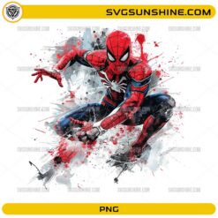 spiderman png watercolor action pose digital design download