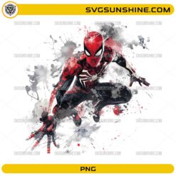 spiderman watercolor png action hero design with paint splatters
