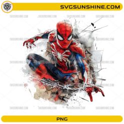 Spider-Man PNG Design – Dynamic Superhero Watercolor Comic Digital Download for T-Shirts & Crafts