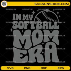 In my Softball Mom Era SVG PNG DXF EPS retro sports design for t-shirts and crafts