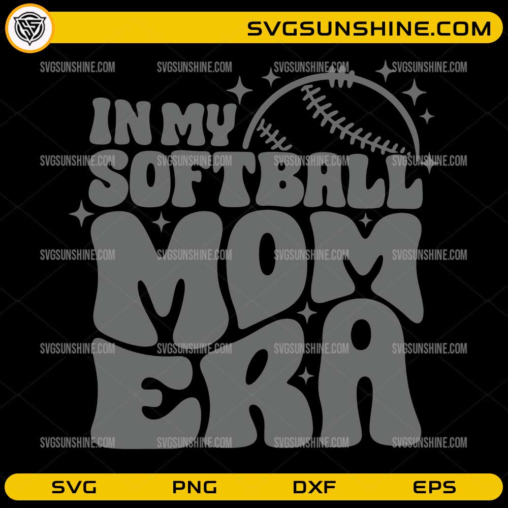 In my Softball Mom Era SVG PNG DXF EPS retro sports design for t-shirts and crafts