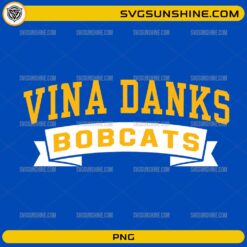 Vina Danks Bobcats PNG featuring bold varsity lettering for school spirit shirts and sports fan designs.