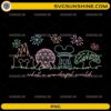 What A Wonderful World PNG featuring colorful theme park inspired skyline with fireworks for sublimation and t-shirt printing.
