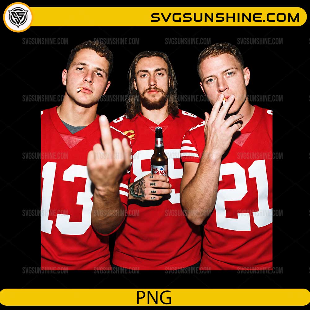49ers Players PNG football fan digital design featuring three players in red jerseys