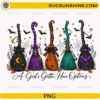 A Girl’s Gotta Have Options Halloween Broom PNG with colorful witch brooms and Halloween decorations