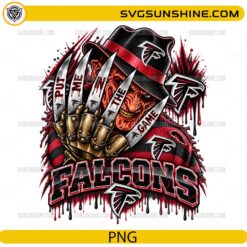 Atlanta Falcons Horror Freddy Krueger PNG with Put Me In The Game Halloween football fan design