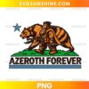 Azeroth Forever PNG featuring a fantasy adventurer walking alongside a bear companion