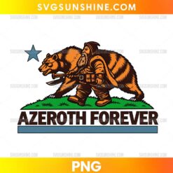 Azeroth Forever PNG featuring a fantasy adventurer walking alongside a bear companion