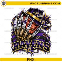 Baltimore Ravens Freddy Krueger PNG with Put Me In The Game quote and horror football design
