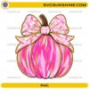 Breast Cancer Awareness Pink Pumpkin PNG with pink ribbon bow and glitter gold accents