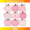 Breast Cancer Awareness Pink Pumpkins PNG with pink ribbons, floral pumpkins, and fall-themed watercolor artwork