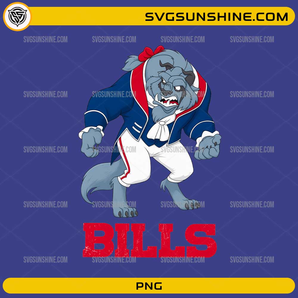 Buffalo Bills Beast PNG Disney NFL collab football mascot design with vintage distressed lettering