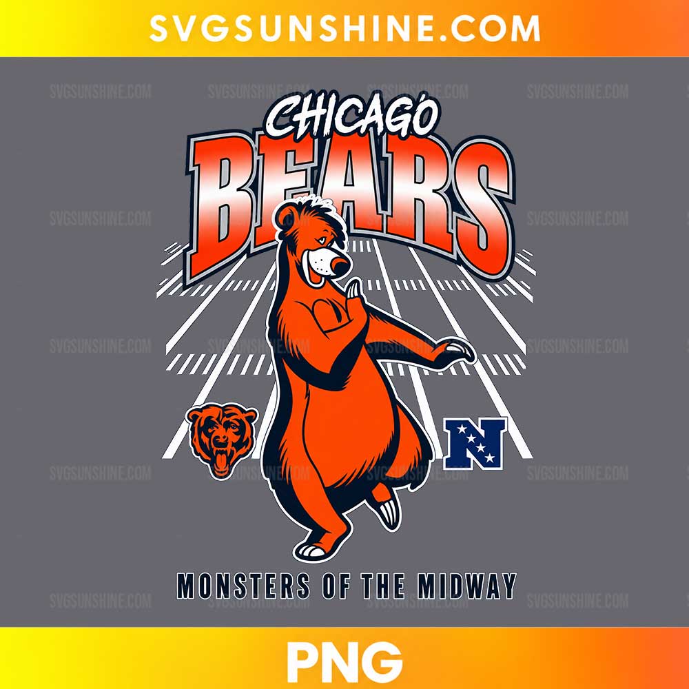 Chicago Bears Baloo PNG vintage football bear cartoon design
