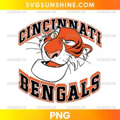 Cincinnati Bengals Shere Khan PNG retro jungle tiger football design with vintage Bengals lettering