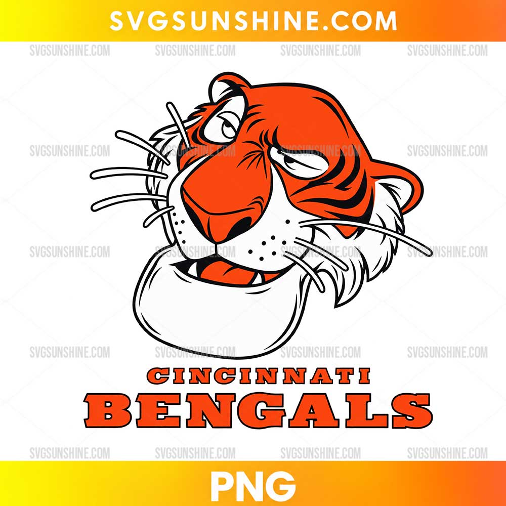 Cincinnati Bengals Shere Khan PNG retro jungle tiger football design