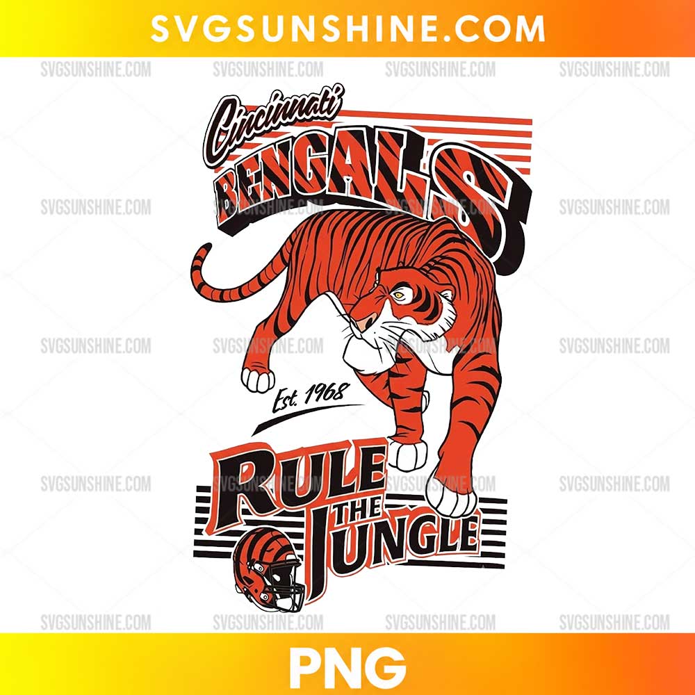 Cincinnati Bengals Shere Khan The Jungle Book PNG vintage Bengal tiger football design