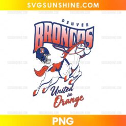 Denver Broncos Maximus Tangled PNG retro horse cartoon design with orange and blue football-inspired artwork