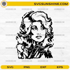 Dolly Parton Face SVG vintage black and white portrait design for Cricut and Silhouette