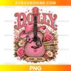 Dolly Parton Forever A Legend 1946 2026 PNG with pink guitar, western hat, roses, butterflies and floral country music tribute artwork