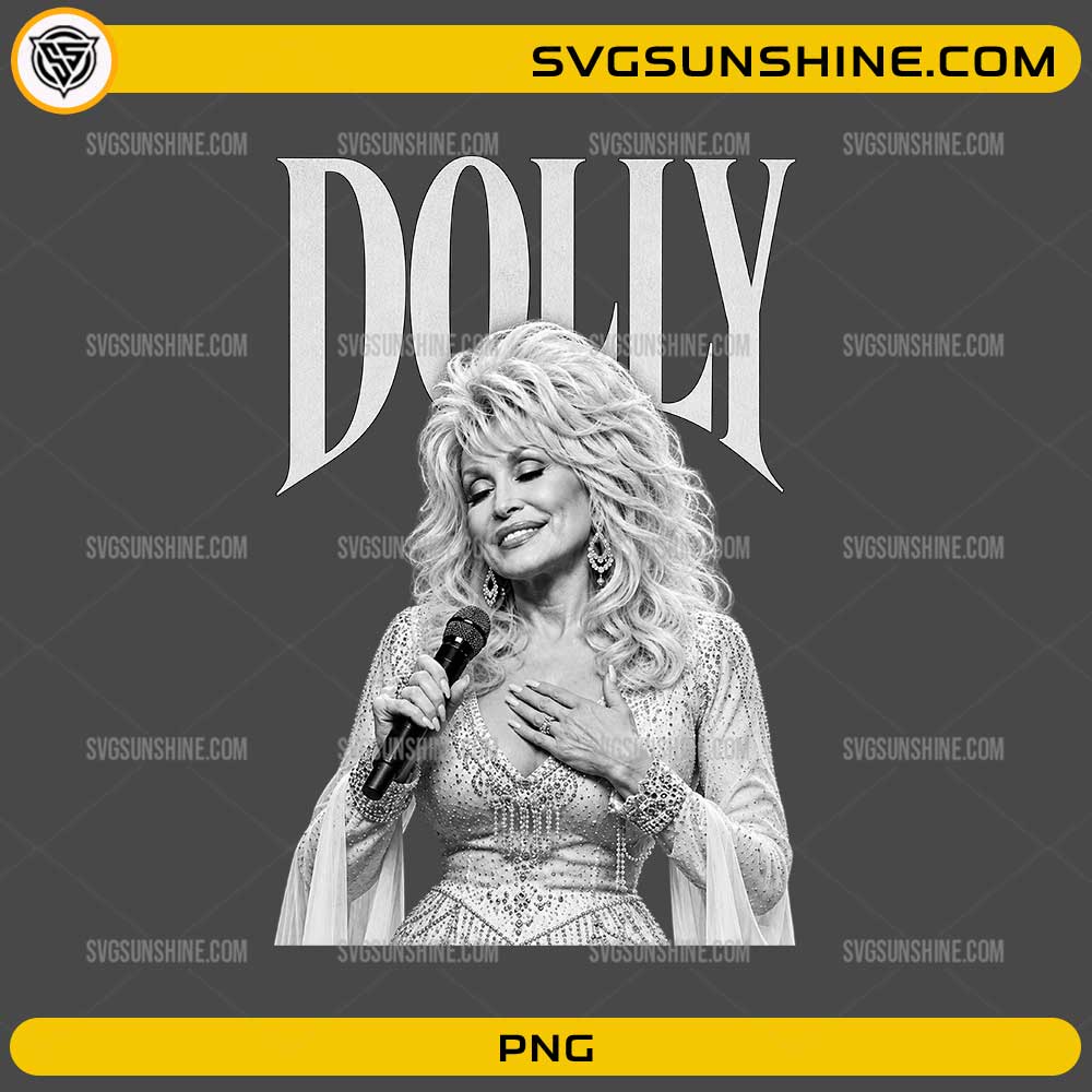 Dolly Parton PNG vintage black and white portrait sublimation design for t-shirts and tumblers