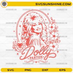 Dolly Parton Western Floral SVG with portrait, flowers, horseshoe and country western design