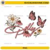 Dolly Signature PNG with butterflies flowers and country-inspired floral design
