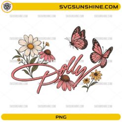 Dolly Signature PNG with butterflies flowers and country-inspired floral design
