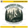Forbidden Forest National Park PNG featuring a vintage forest landscape with deer silhouette and woodland scenery