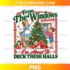 From The Windows To The Walls I'm About To Deck These Halls PNG featuring children decorating a Christmas tree with gifts and festive holiday decorations